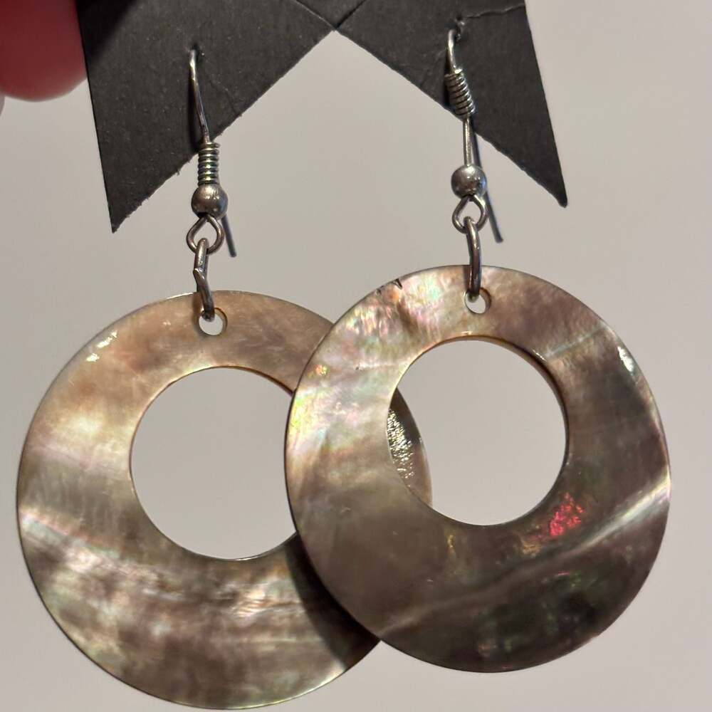 Paparazzi Tropical Trailblazer Multi Iridescent Shell Circle Drop Earrings